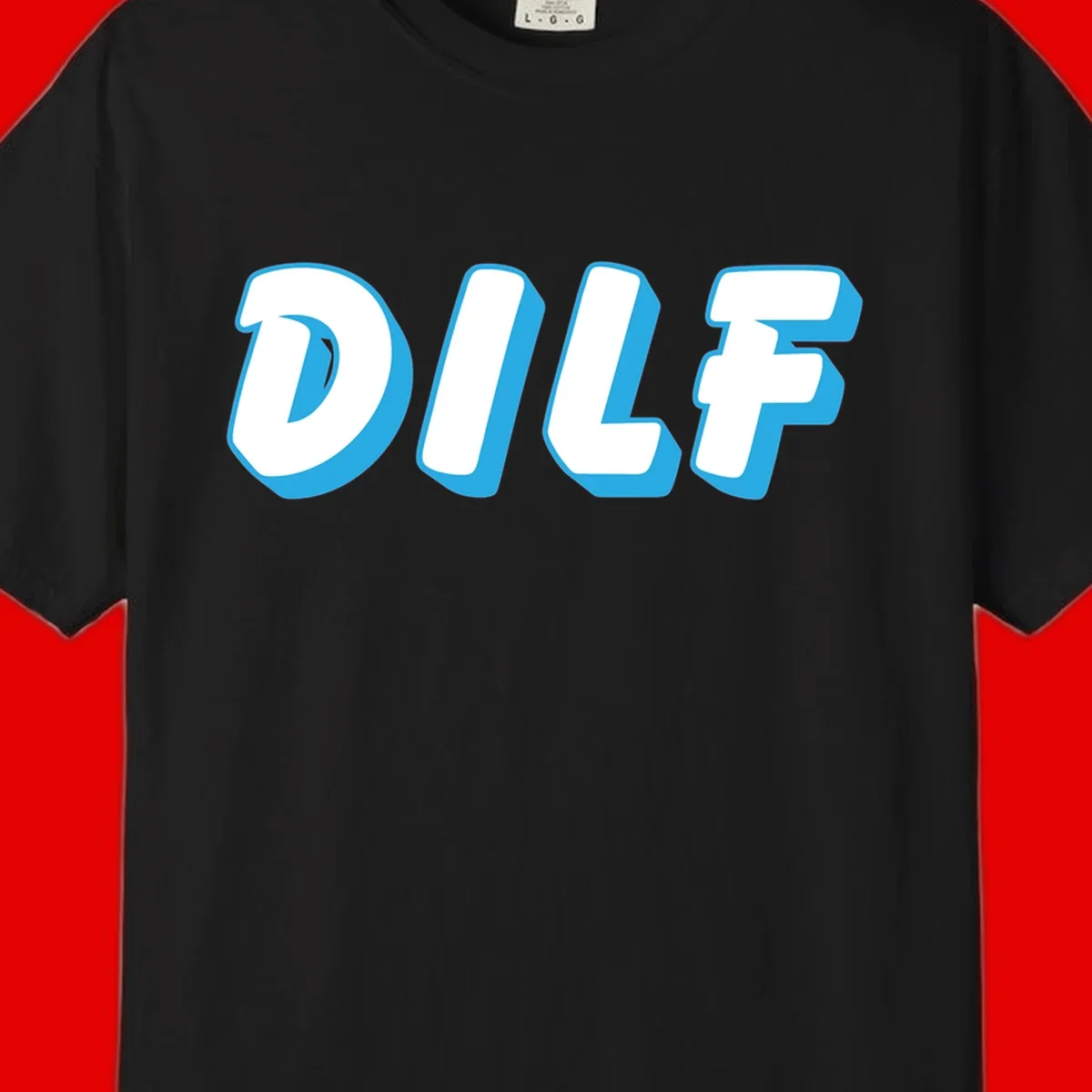 DLSF bold typography design with white letters and blue 3D shadow effect on gray background