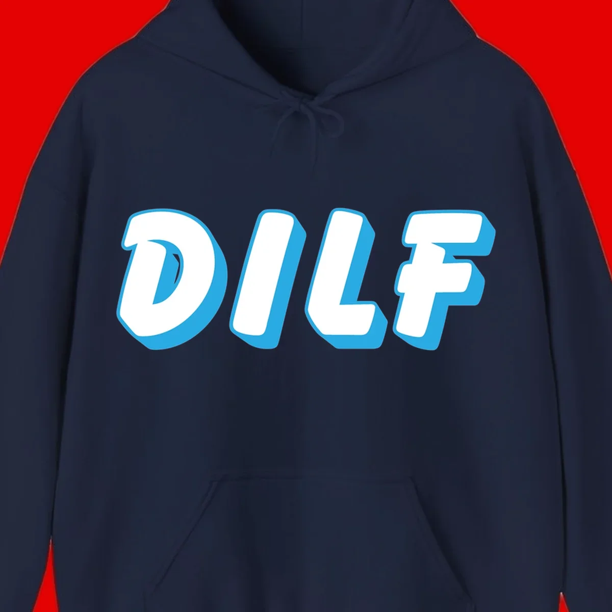 DLSF bold typography design with white letters and blue 3D shadow effect on gray background