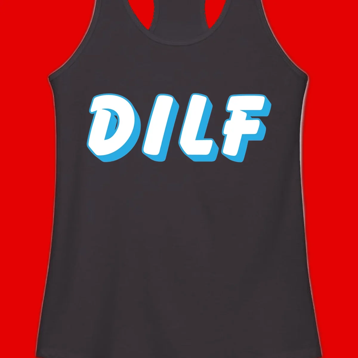 DLSF bold typography design with white letters and blue 3D shadow effect on gray background