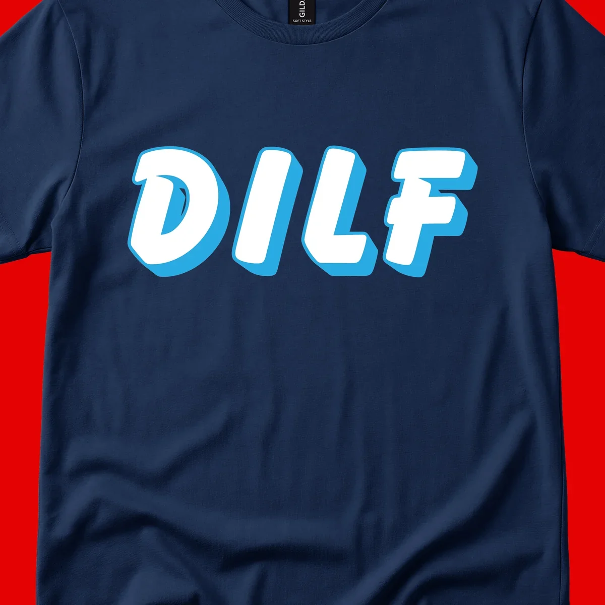 DLSF bold typography design with white letters and blue 3D shadow effect on gray background