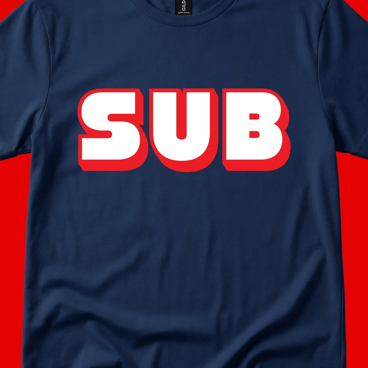 Bold red and white typography design reading 'SUB 3' with thick rounded letters