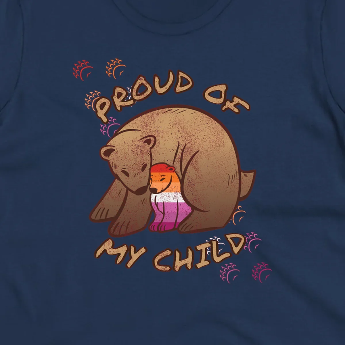 Brown bear proudly holding a sushi roll with pride flag stripes, surrounded by sparkles and text reading 'PROUD AS MY SUSHI'