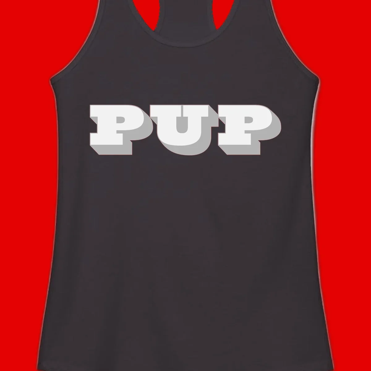 Bold 3D puff typography spelling 'PUFF' with dimensional shadow effect on gray background