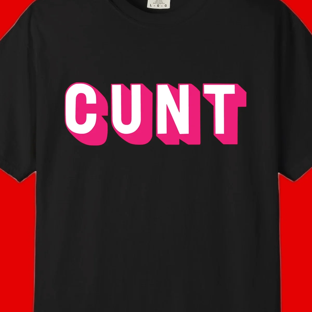 Bold white sans-serif text spelling 'SUNT' with magenta 3D beveled shadow effect on gray background