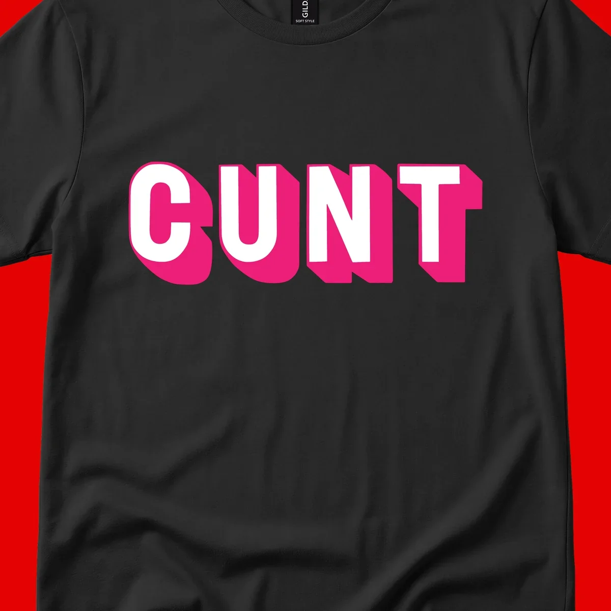 Bold white sans-serif text spelling 'SUNT' with magenta 3D beveled shadow effect on gray background