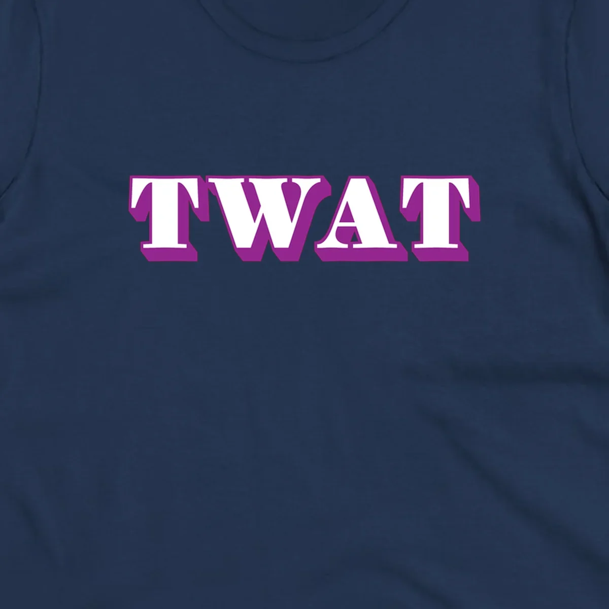Bold purple TWAT typography design with geometric lettering and white fill on gray background