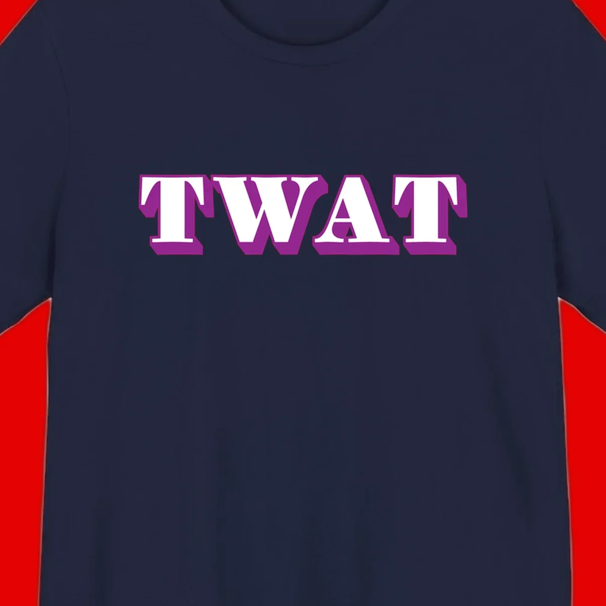 Bold purple TWAT typography design with geometric lettering and white fill on gray background