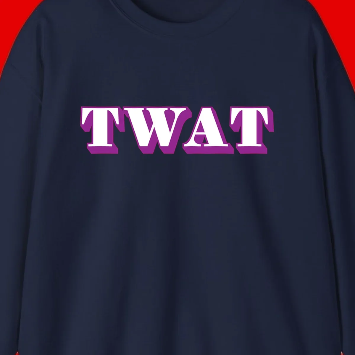 Bold purple TWAT typography design with geometric lettering and white fill on gray background