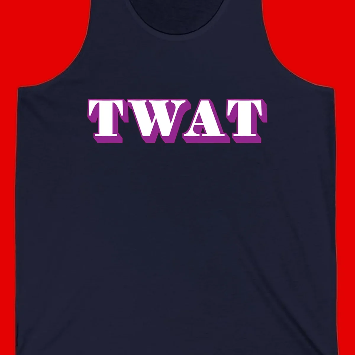 Bold purple TWAT typography design with geometric lettering and white fill on gray background