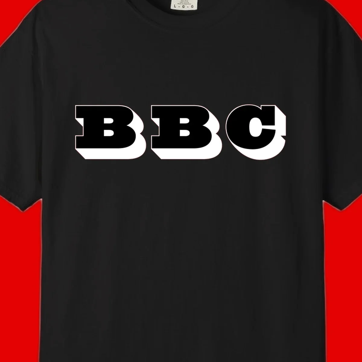 BBC bold typography design featuring three large geometric letters in black with white dimensional elements on gray background