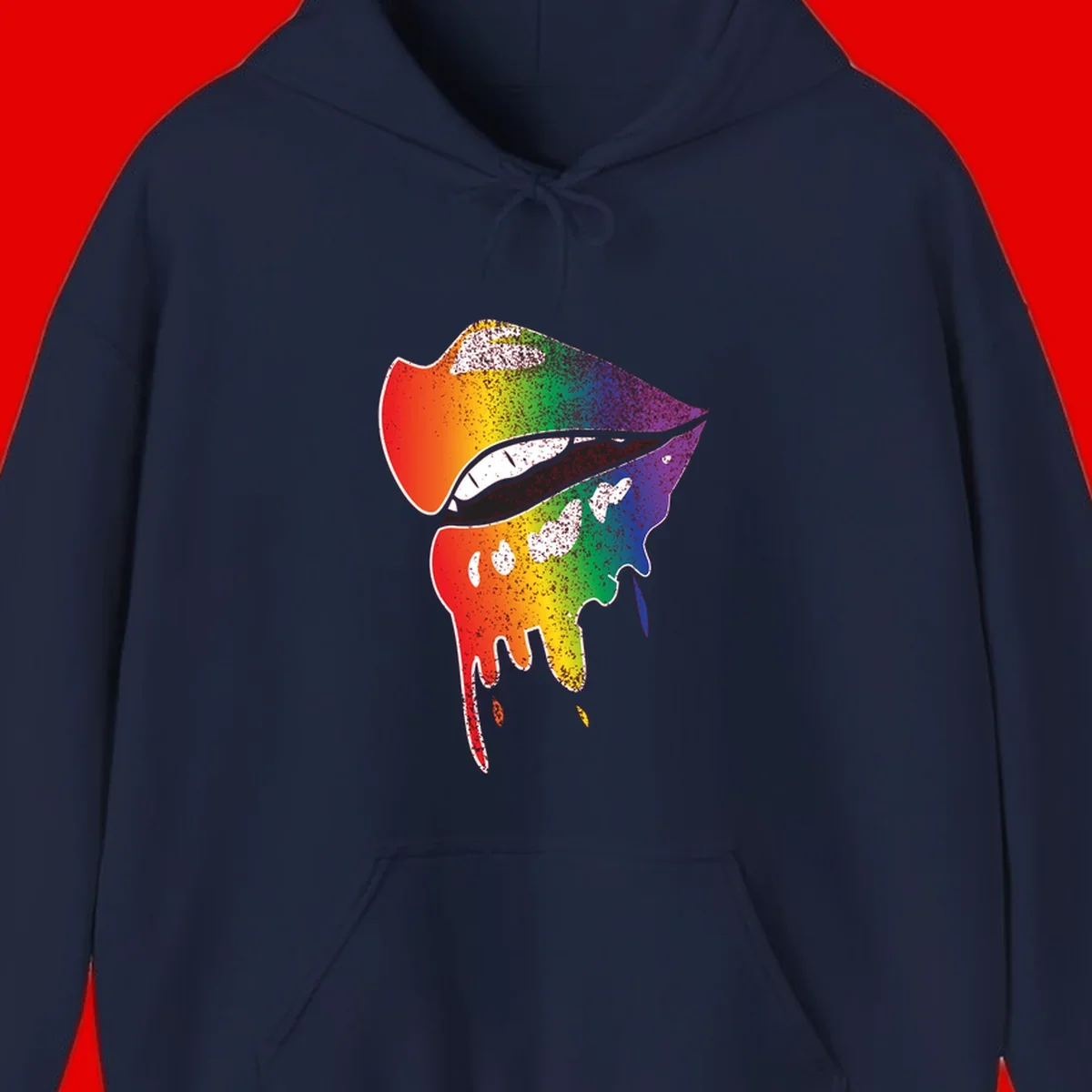 Rainbow-fish-pride-art illustration featuring a colorful fish head with open mouth in full spectrum gradient colors from red to purple with white details