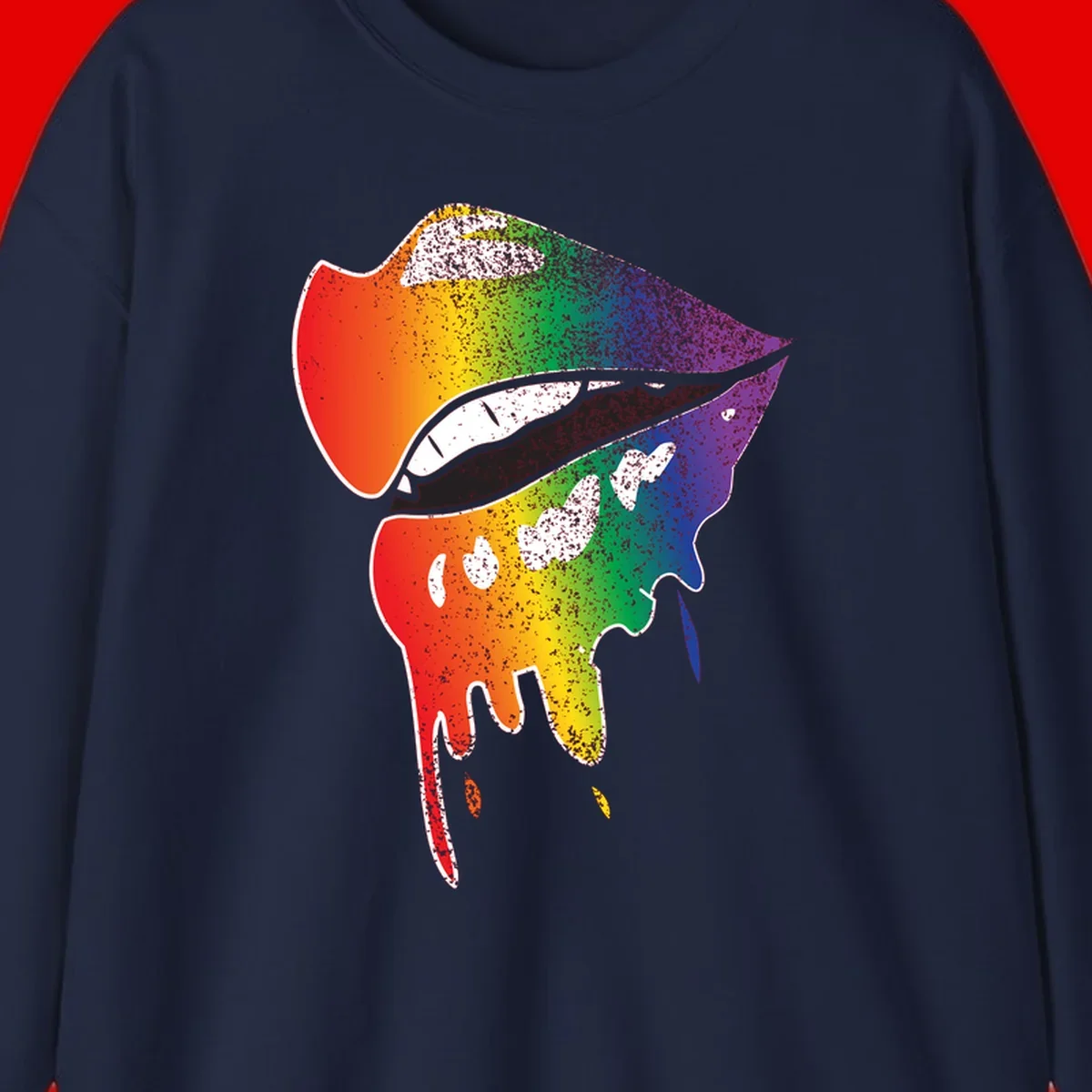 Rainbow-fish-pride-art illustration featuring a colorful fish head with open mouth in full spectrum gradient colors from red to purple with white details