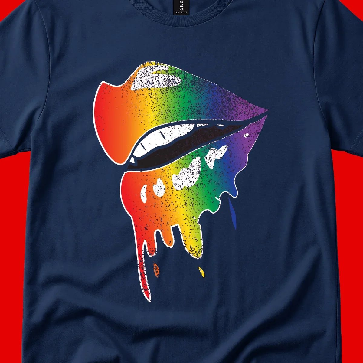 Rainbow-fish-pride-art illustration featuring a colorful fish head with open mouth in full spectrum gradient colors from red to purple with white details