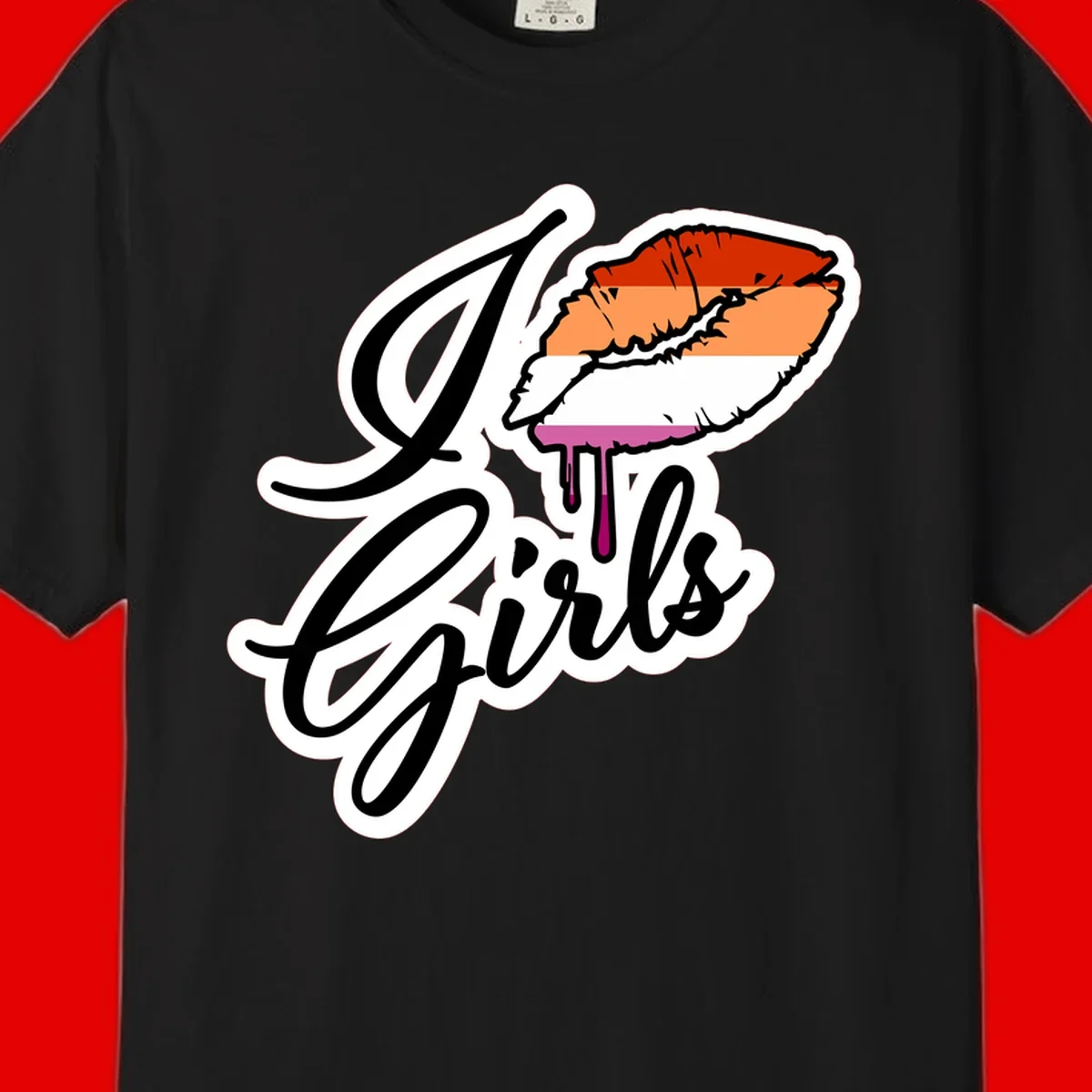 Illustrated girls trip lobster roll design with pride flag colors and flowing script lettering
