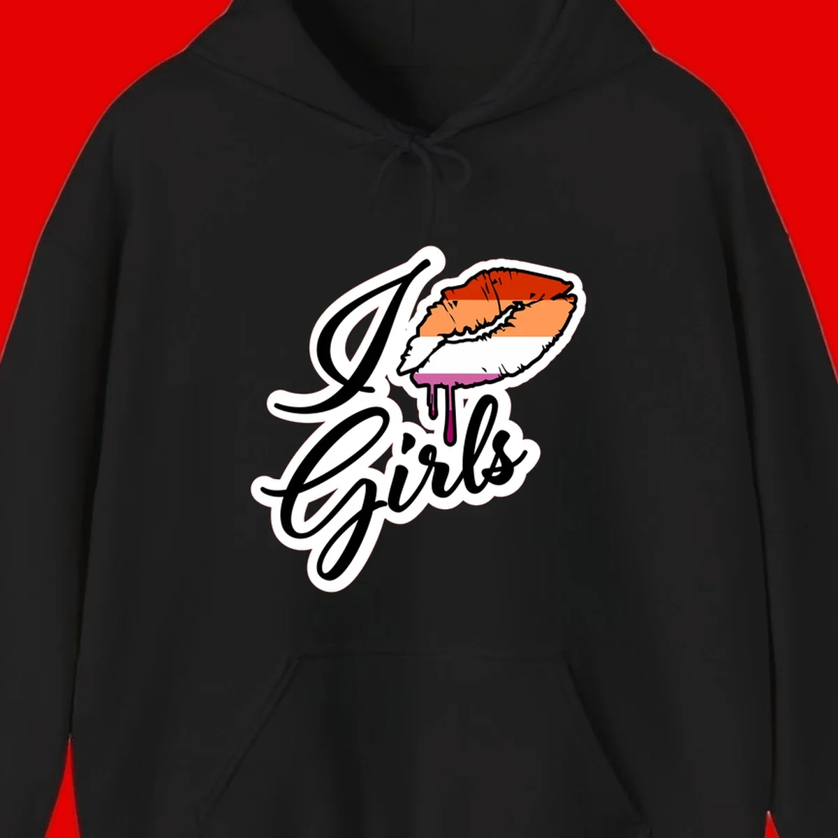 Illustrated girls trip lobster roll design with pride flag colors and flowing script lettering