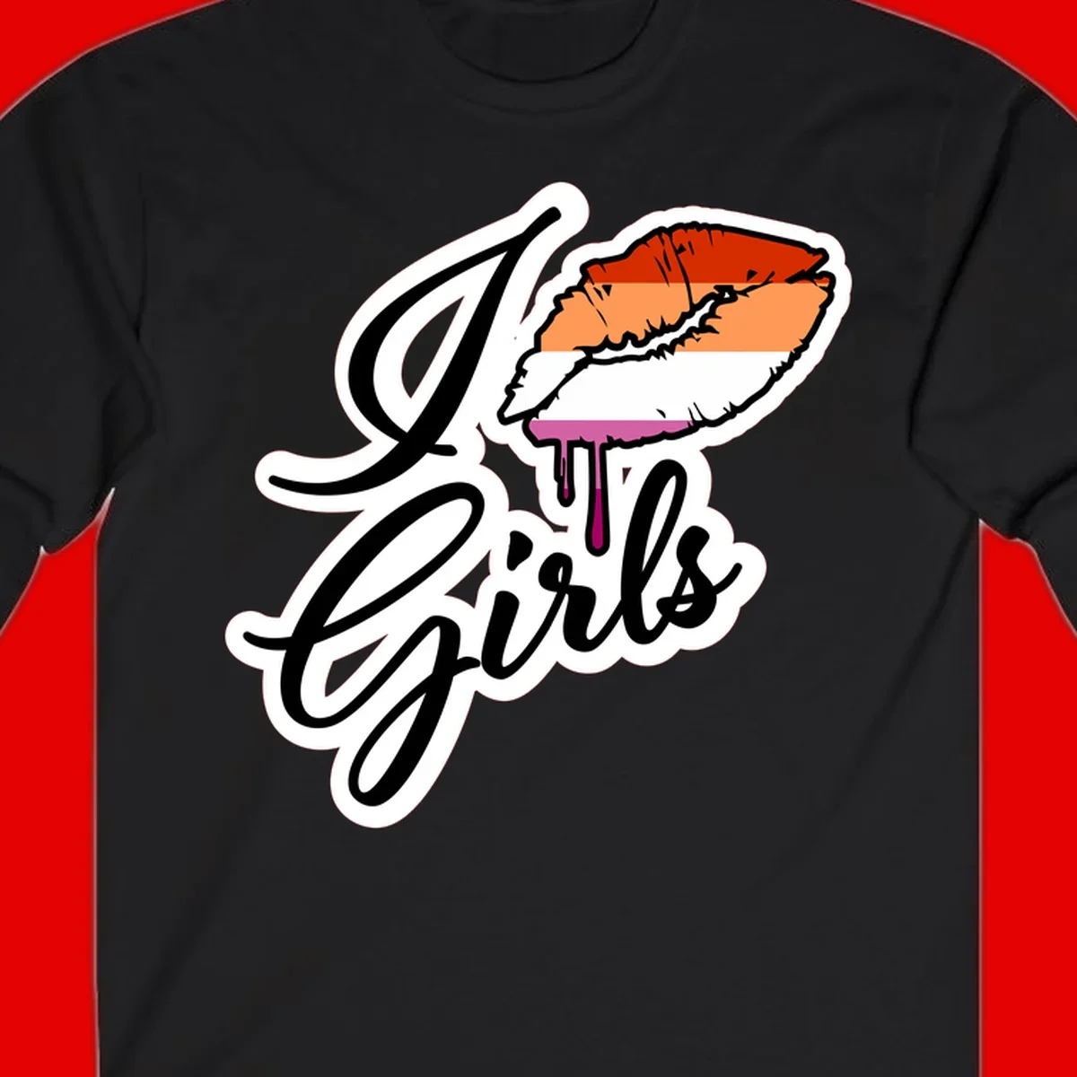 Illustrated girls trip lobster roll design with pride flag colors and flowing script lettering