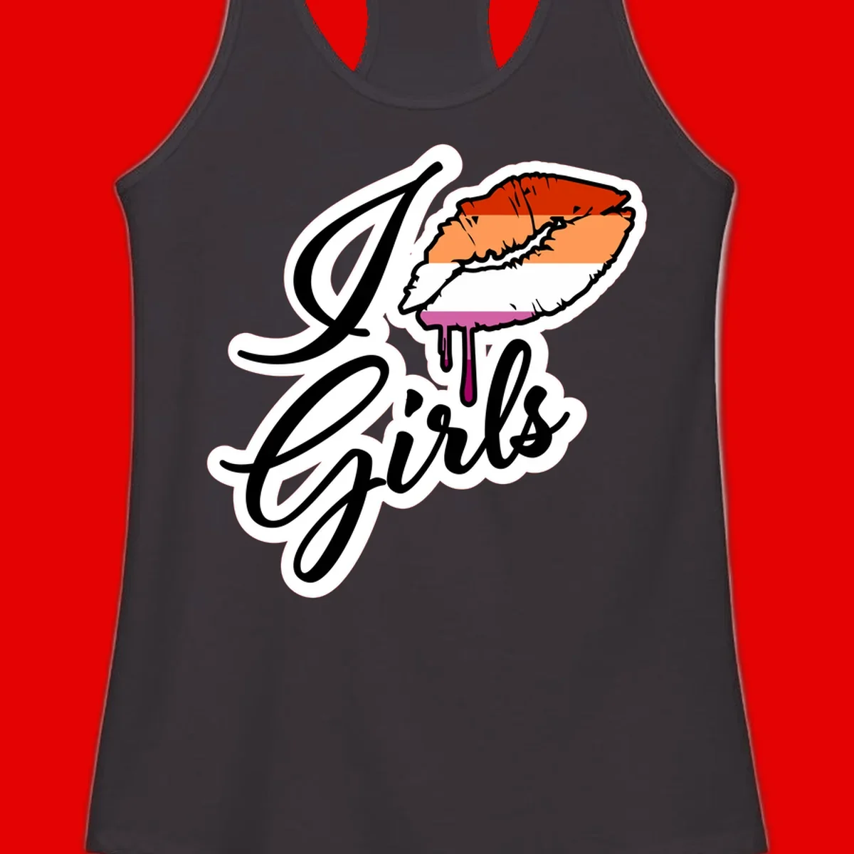 Illustrated girls trip lobster roll design with pride flag colors and flowing script lettering