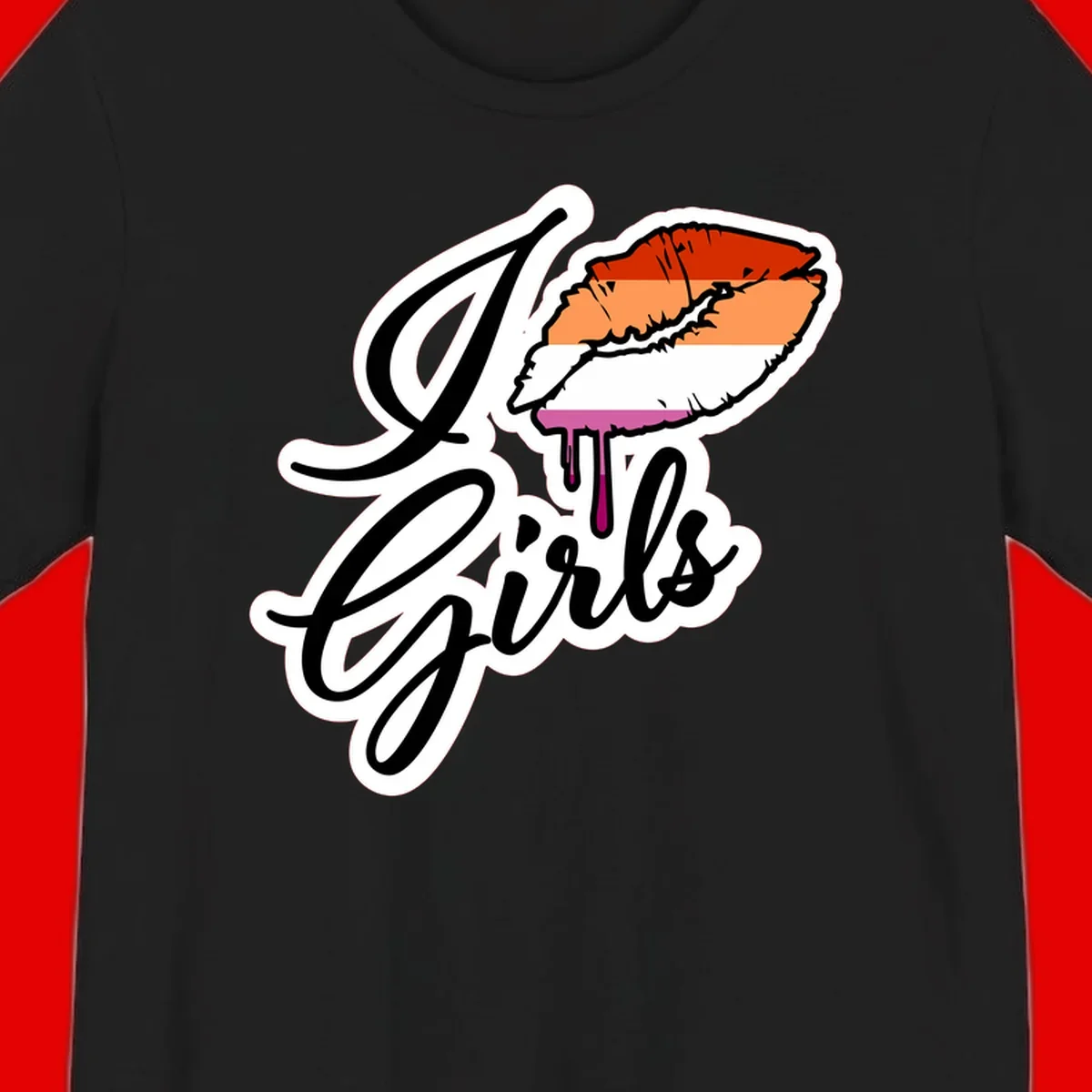 Illustrated girls trip lobster roll design with pride flag colors and flowing script lettering