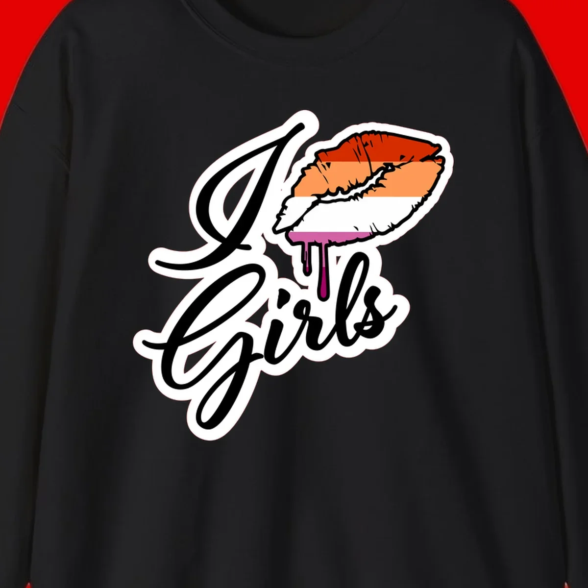 Illustrated girls trip lobster roll design with pride flag colors and flowing script lettering