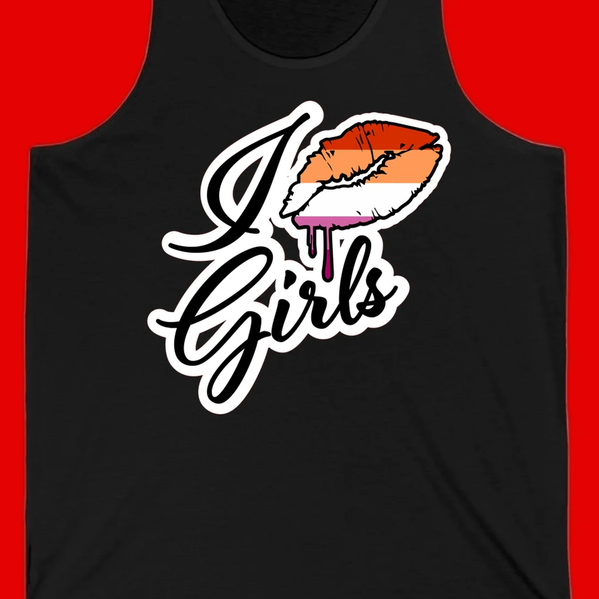 Illustrated girls trip lobster roll design with pride flag colors and flowing script lettering