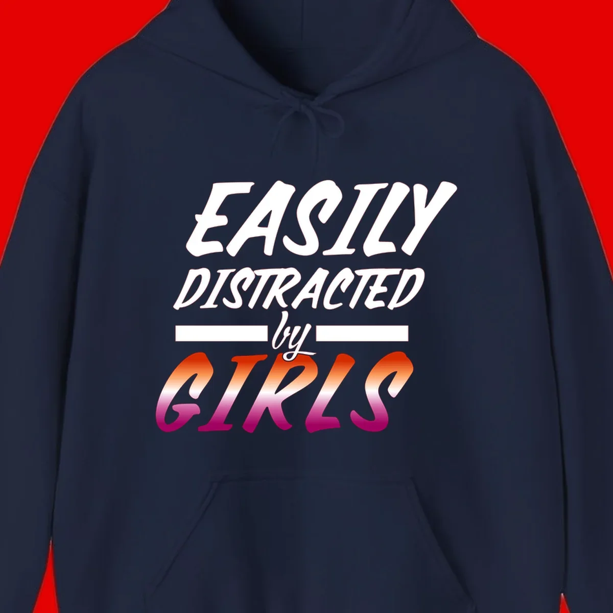 White and gradient red-to-pink text design reading 'Easily Distracted by GIKS' on gray background