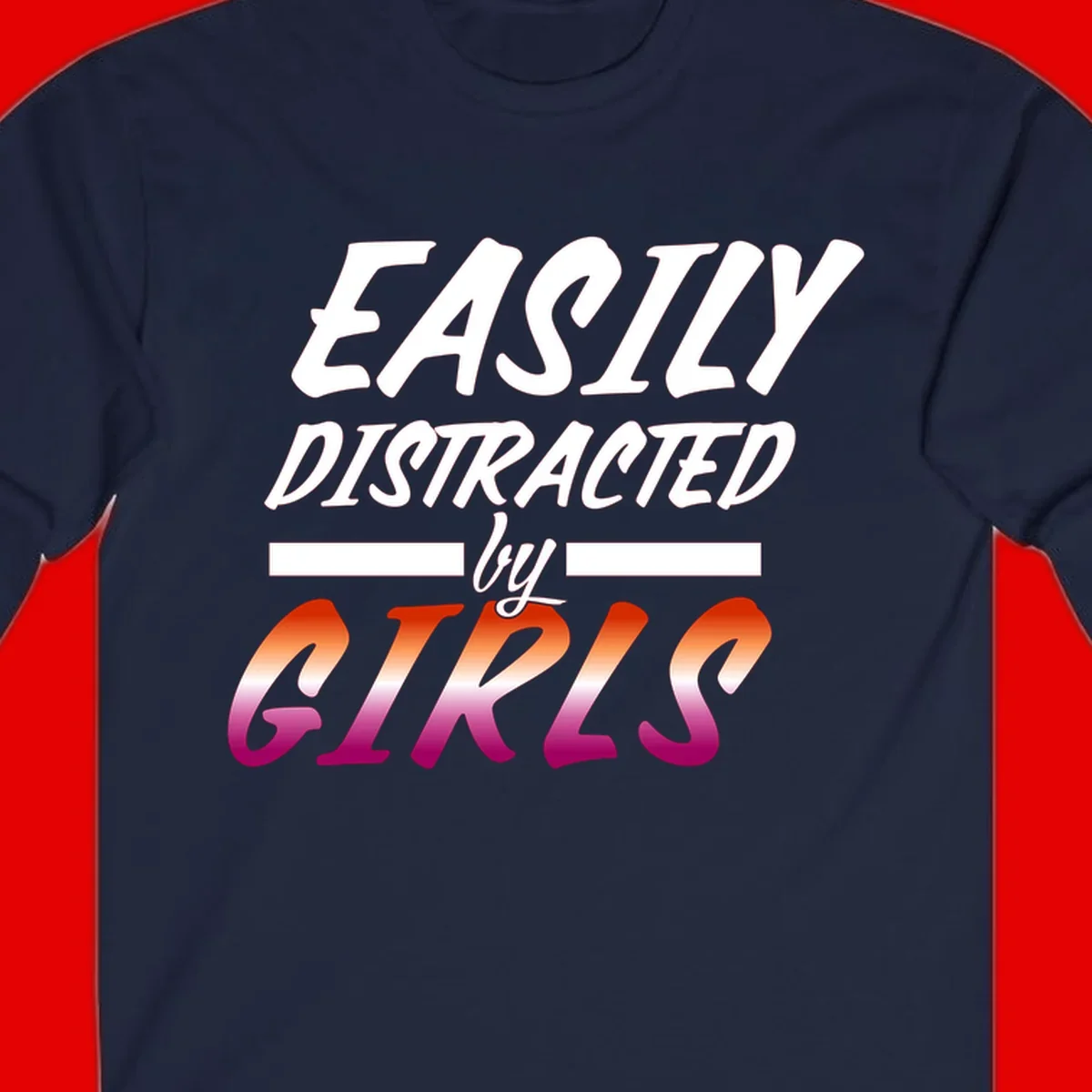 White and gradient red-to-pink text design reading 'Easily Distracted by GIKS' on gray background