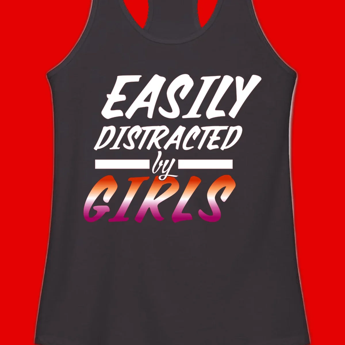 White and gradient red-to-pink text design reading 'Easily Distracted by GIKS' on gray background