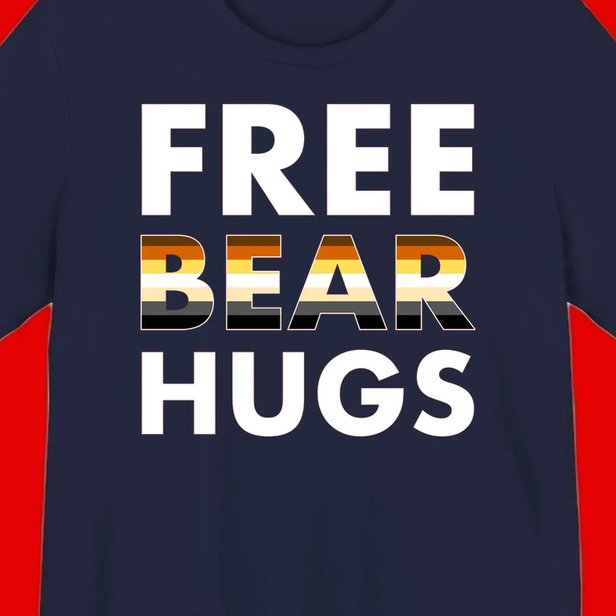 Free Bear Hugs design with bear flag stripes in brown, orange, yellow, tan and black colors featuring pride triangle symbol
