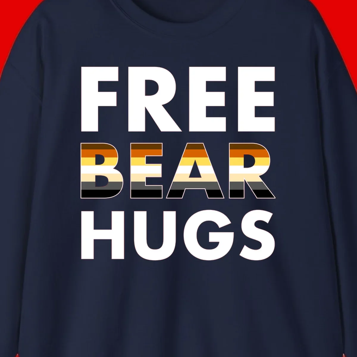 Free Bear Hugs design with bear flag stripes in brown, orange, yellow, tan and black colors featuring pride triangle symbol