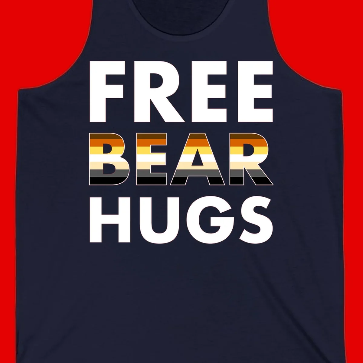 Free Bear Hugs design with bear flag stripes in brown, orange, yellow, tan and black colors featuring pride triangle symbol