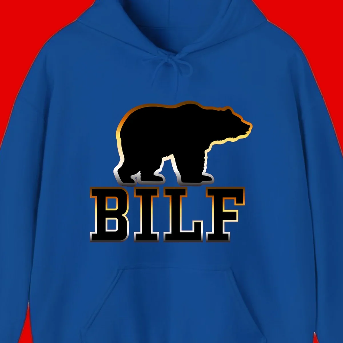 Black bear silhouette with golden outline above the word BITE in bold lettering on gray background