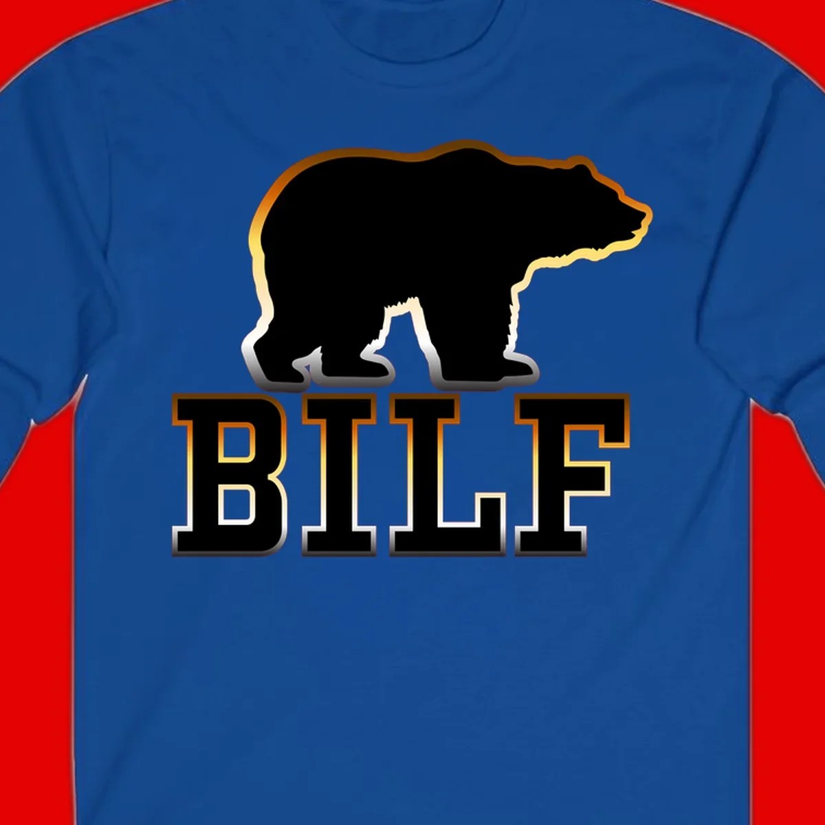 Black bear silhouette with golden outline above the word BITE in bold lettering on gray background