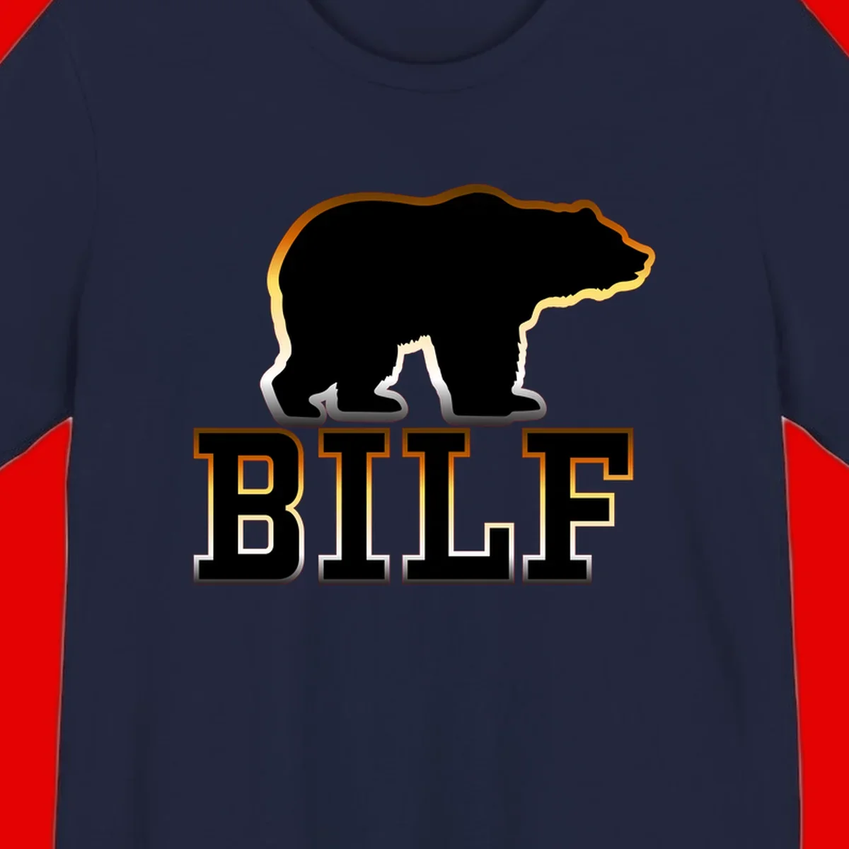 Black bear silhouette with golden outline above the word BITE in bold lettering on gray background