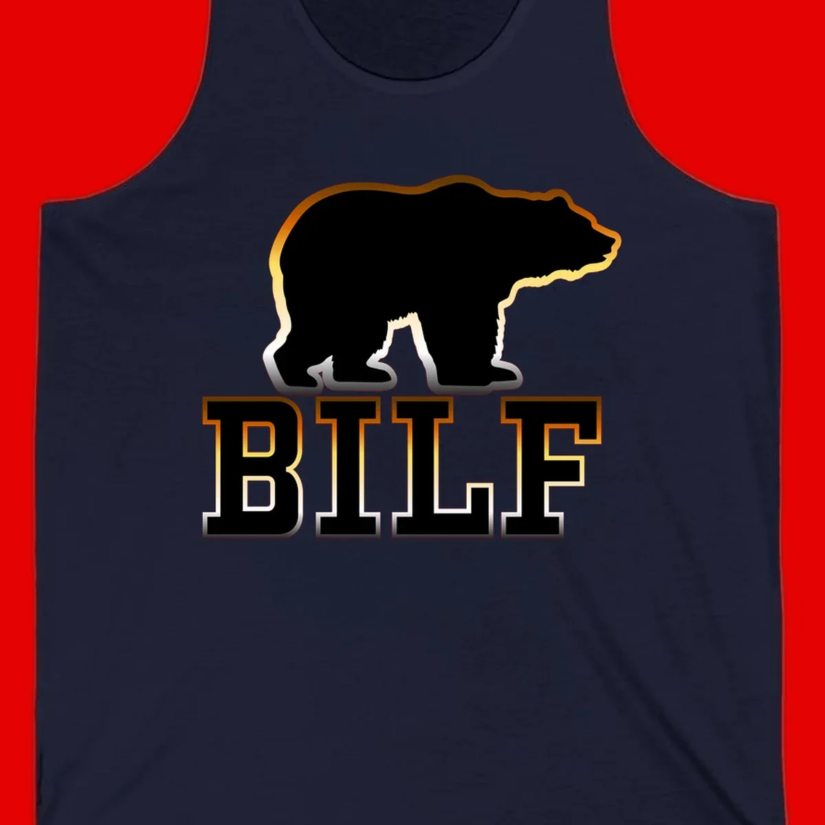 Black bear silhouette with golden outline above the word BITE in bold lettering on gray background