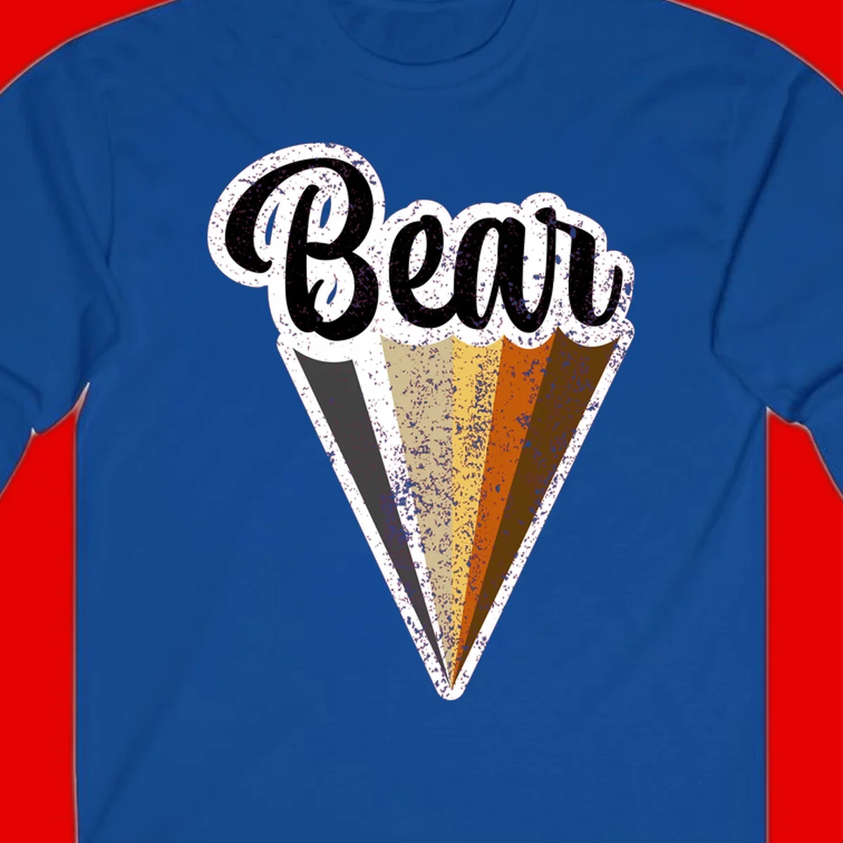 Retro vintage ice cream cone with Neapolitan flavors and 'Brood' text in distressed style