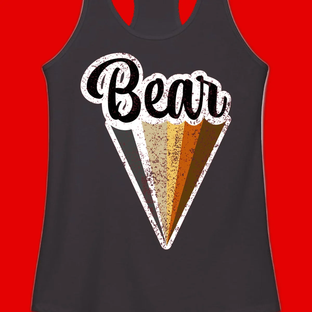 Retro vintage ice cream cone with Neapolitan flavors and 'Brood' text in distressed style