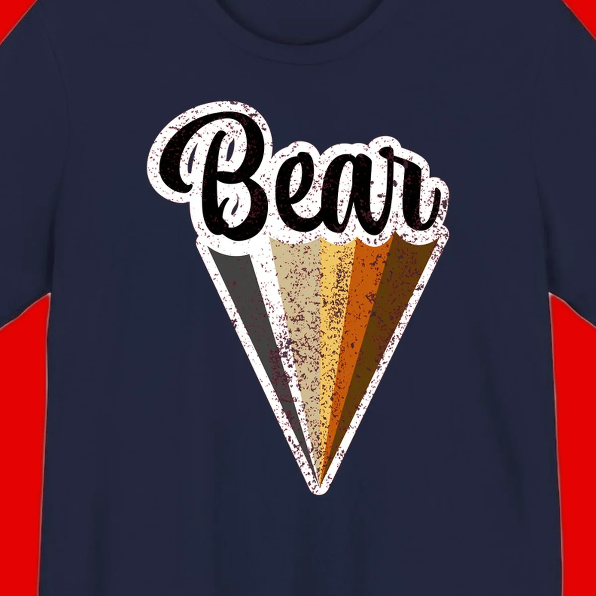 Retro vintage ice cream cone with Neapolitan flavors and 'Brood' text in distressed style