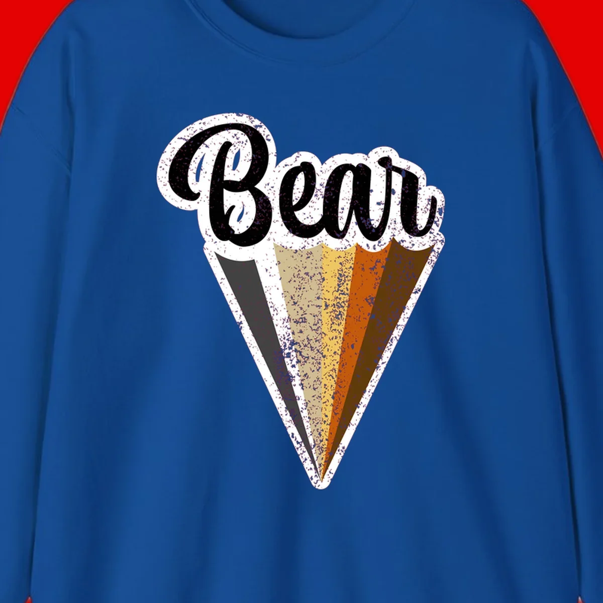 Retro vintage ice cream cone with Neapolitan flavors and 'Brood' text in distressed style