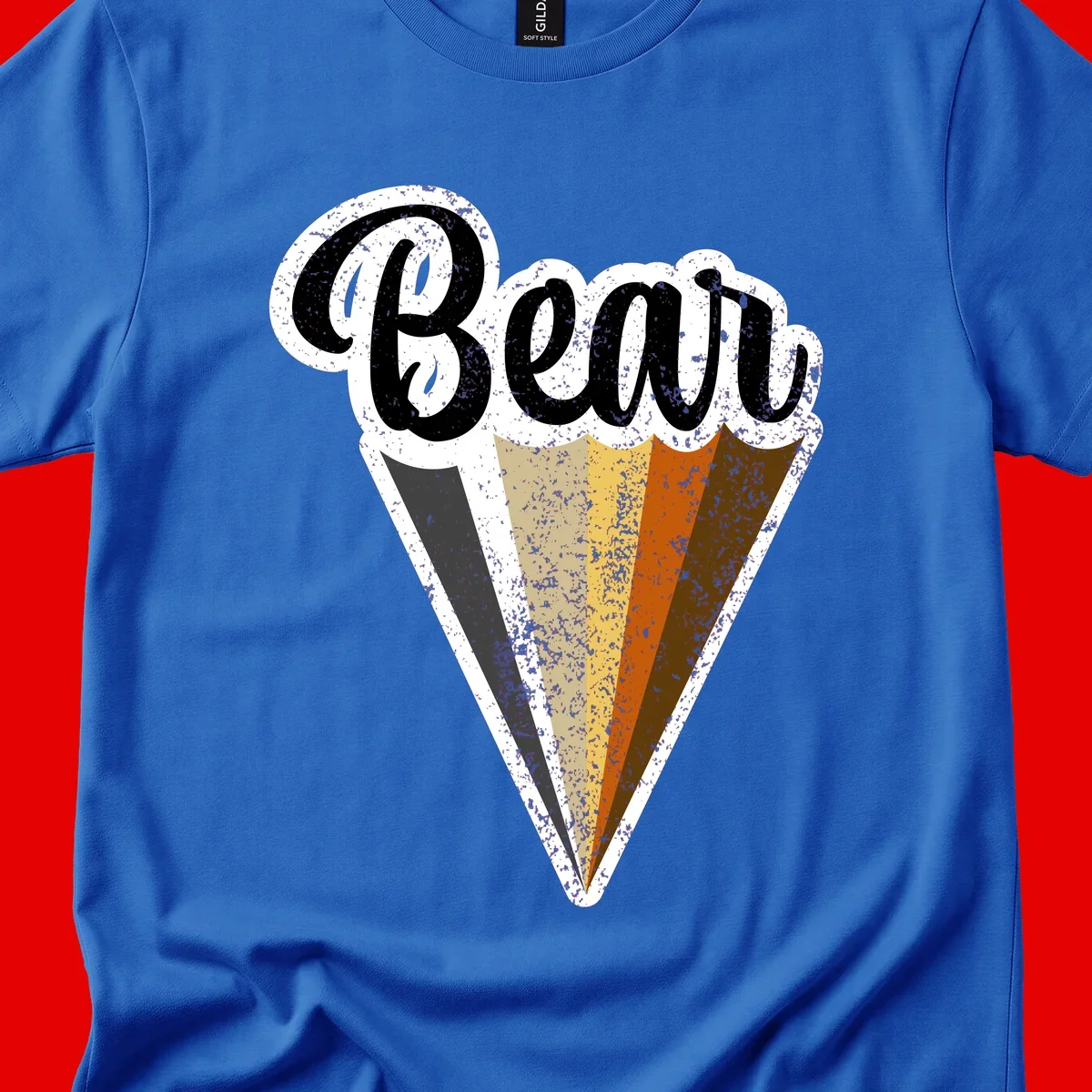 Retro vintage ice cream cone with Neapolitan flavors and 'Brood' text in distressed style