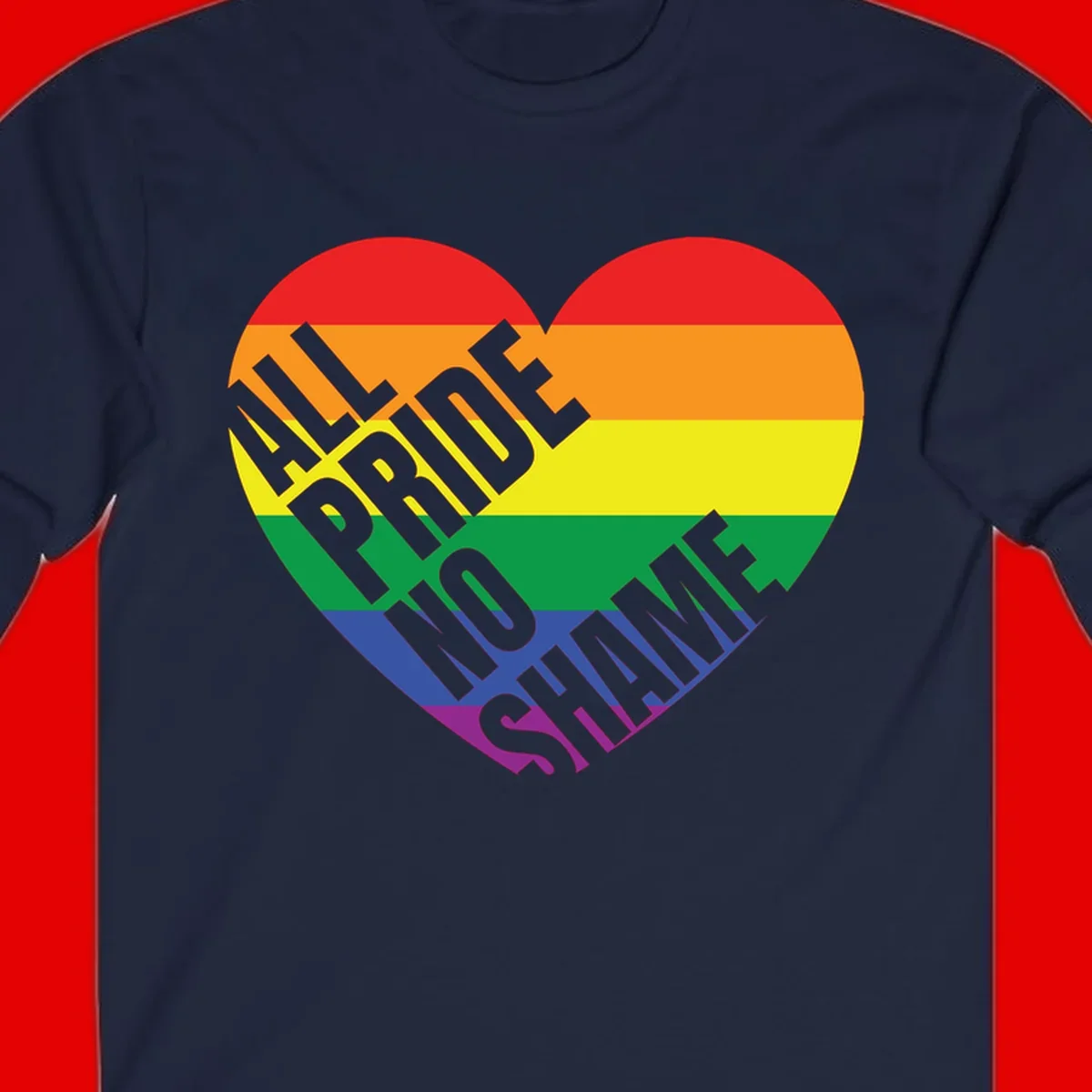 Rainbow pride heart with 'Love Is Love' text in gray, featuring red, orange, yellow, green, blue, and purple stripes symbolizing LGBTQ+ equality