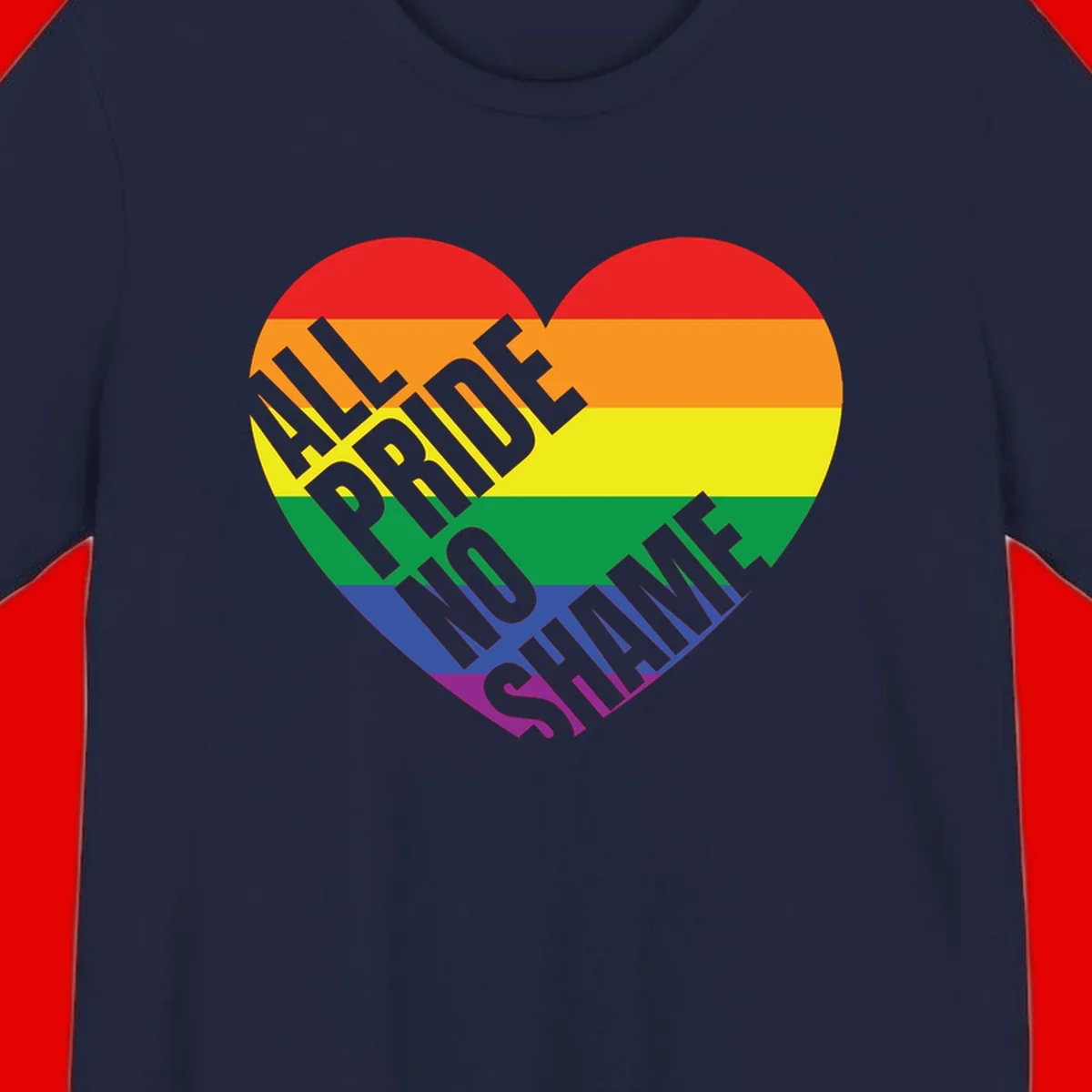 Rainbow pride heart with 'Love Is Love' text in gray, featuring red, orange, yellow, green, blue, and purple stripes symbolizing LGBTQ+ equality