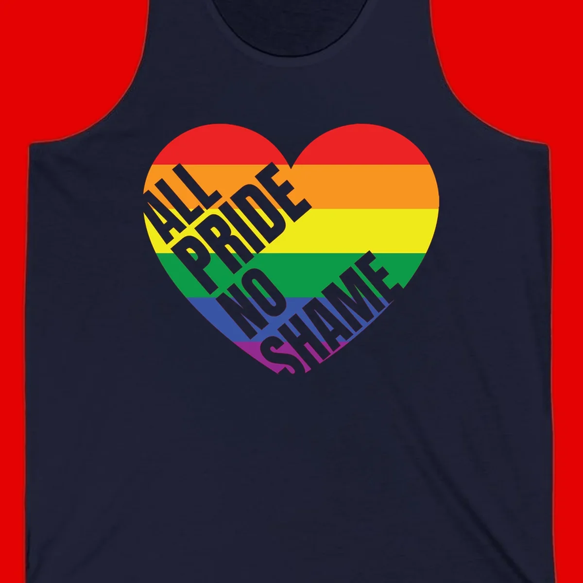 Rainbow pride heart with 'Love Is Love' text in gray, featuring red, orange, yellow, green, blue, and purple stripes symbolizing LGBTQ+ equality