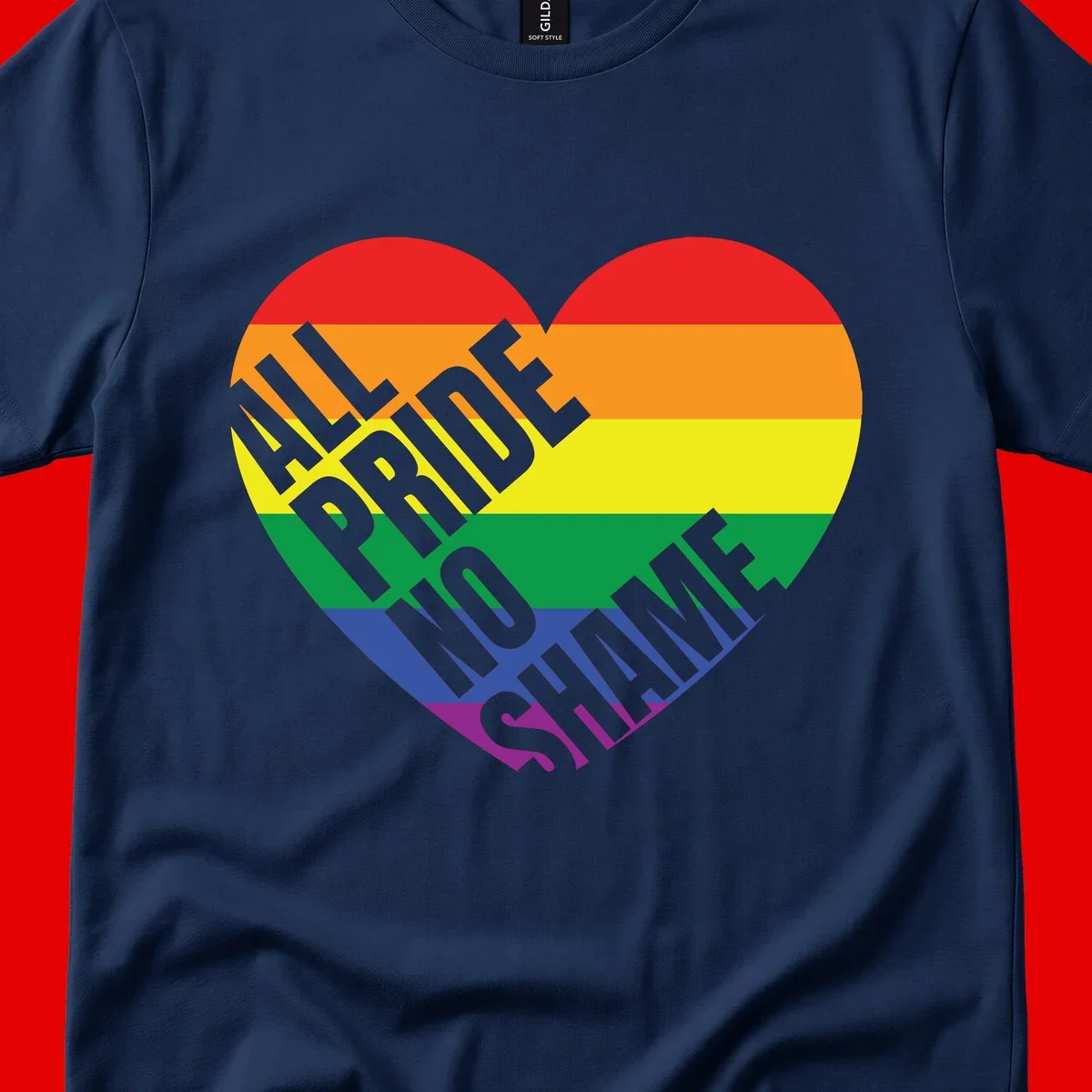 Rainbow pride heart with 'Love Is Love' text in gray, featuring red, orange, yellow, green, blue, and purple stripes symbolizing LGBTQ+ equality
