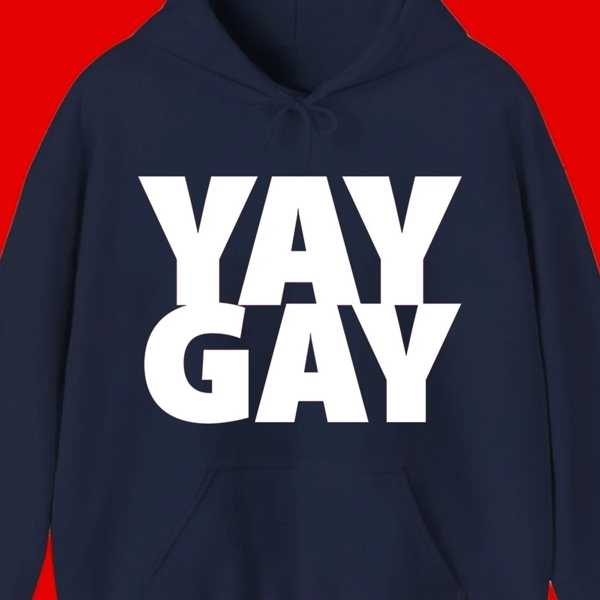 Bold white typography reading "WAY GAY" on gray background, modern pride statement design