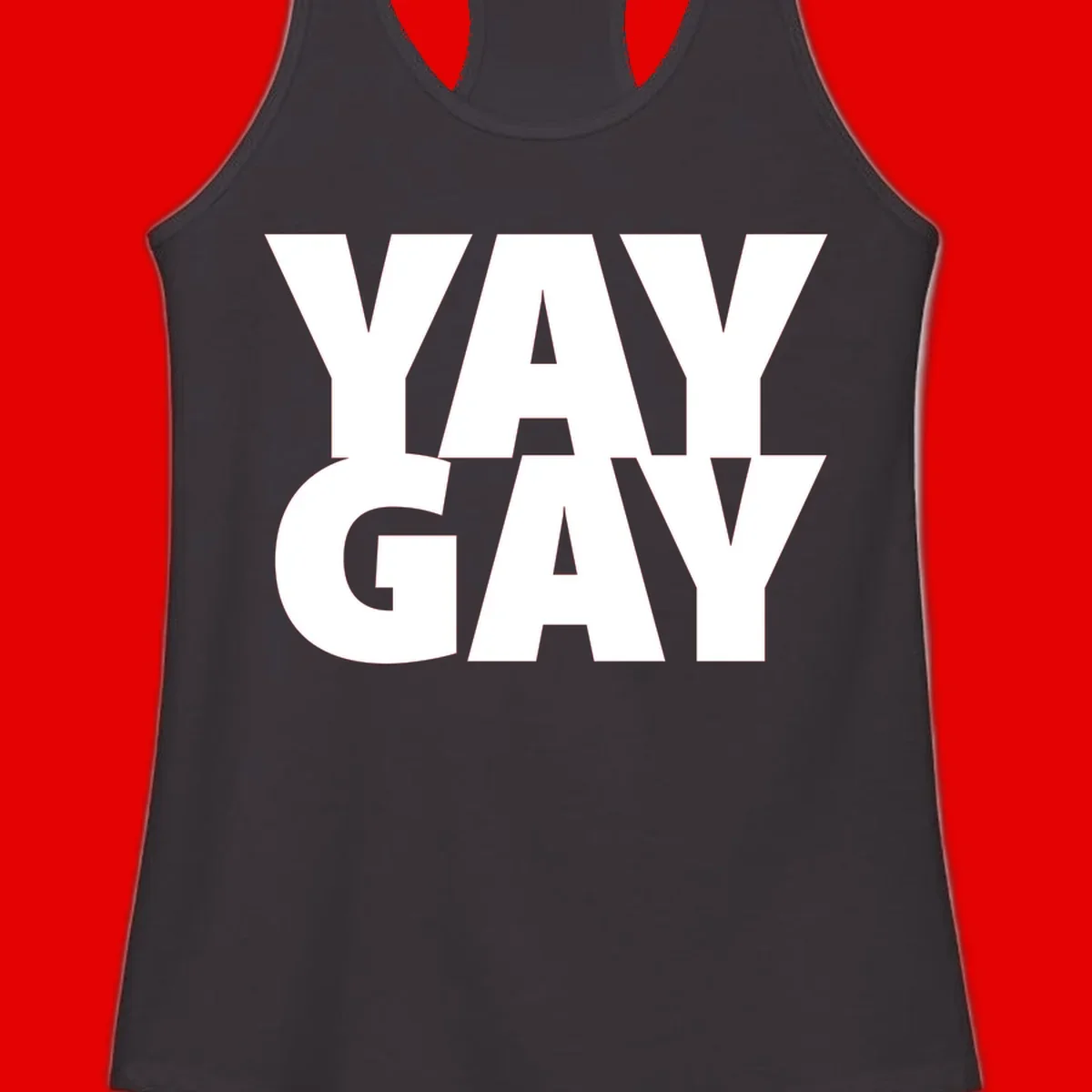 Bold white typography reading "WAY GAY" on gray background, modern pride statement design