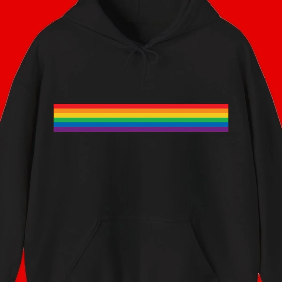 Rainbow pride flag with six horizontal stripes in red, orange, yellow, green, blue, and purple colors