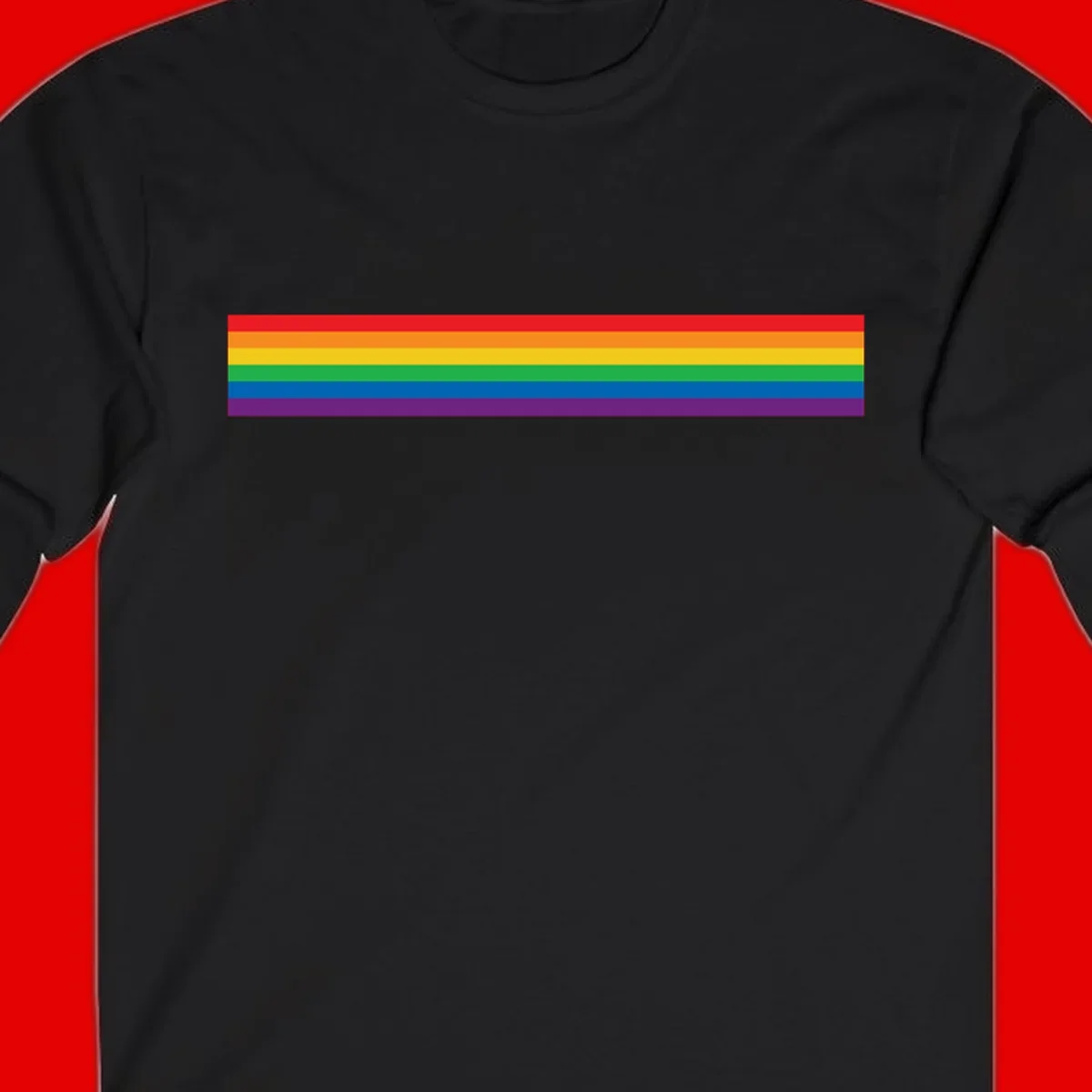 Rainbow pride flag with six horizontal stripes in red, orange, yellow, green, blue, and purple colors