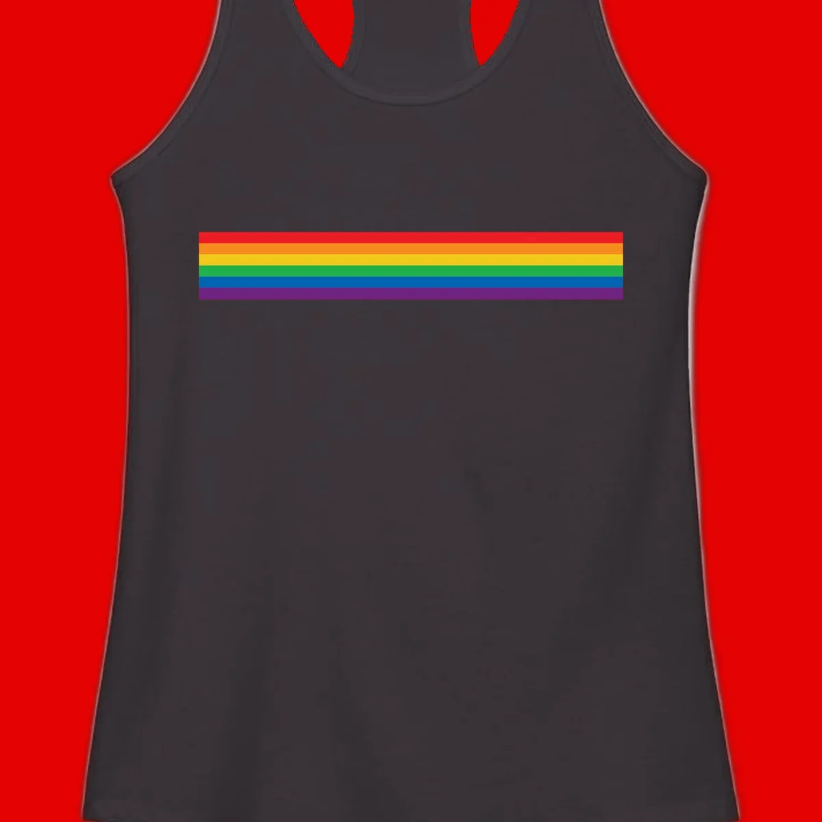Rainbow pride flag with six horizontal stripes in red, orange, yellow, green, blue, and purple colors