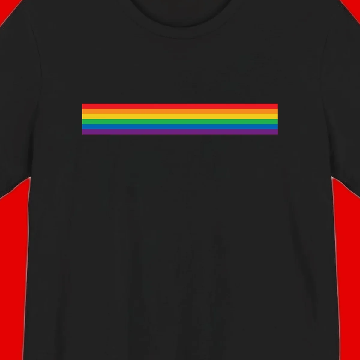 Rainbow pride flag with six horizontal stripes in red, orange, yellow, green, blue, and purple colors