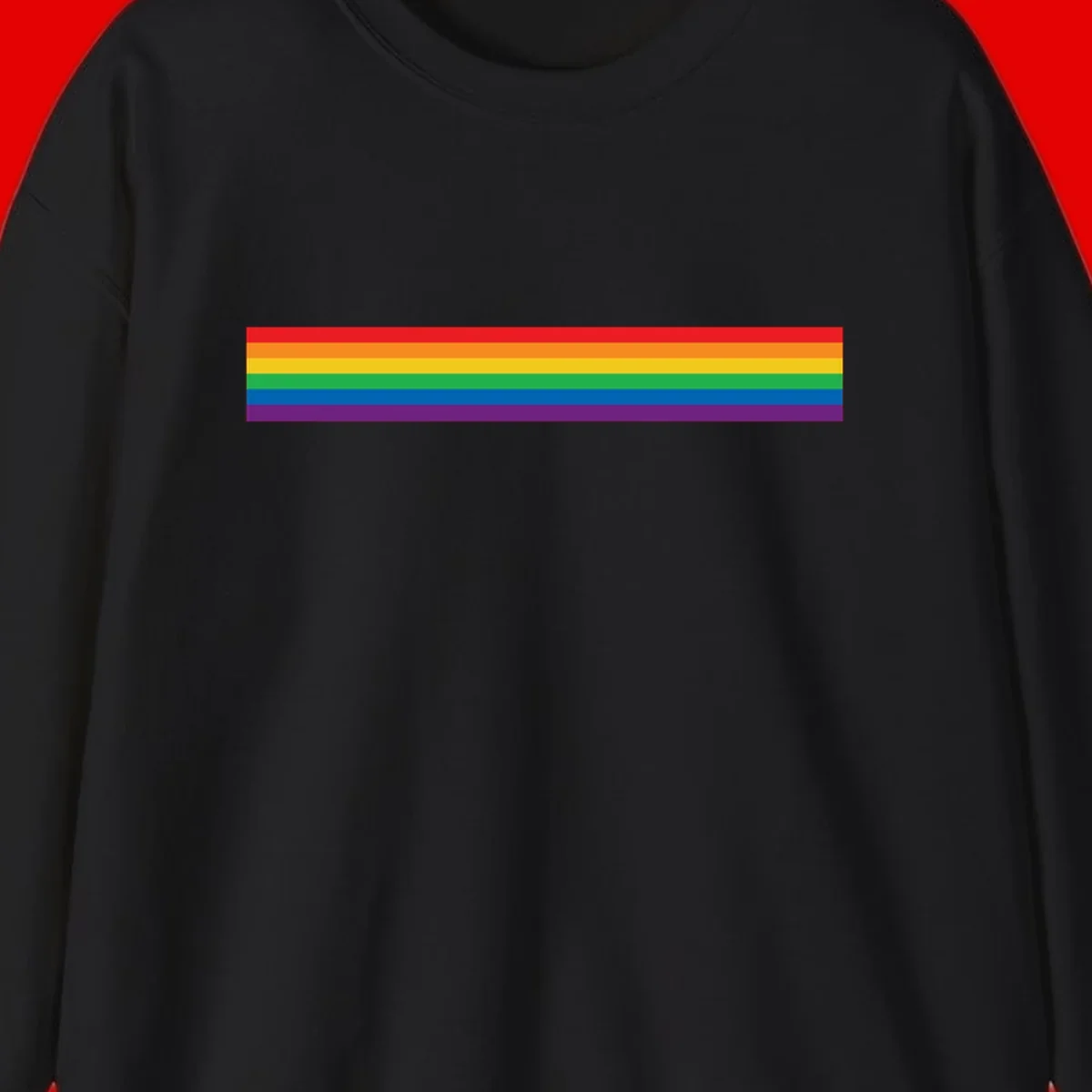 Rainbow pride flag with six horizontal stripes in red, orange, yellow, green, blue, and purple colors